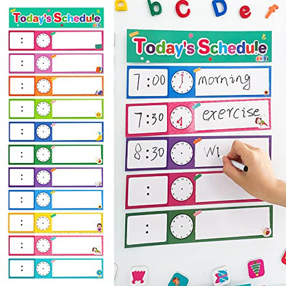 Lachilly 12 Pcs Daily Routines Schedule Cards, Schedule Pocket Chart Add-ons, DIY Visual Schedule for Toddlers, Classroom Decoration