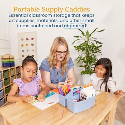 ECR4Kids 3-Compartment Small Plastic Caddy, Multipurpose Organization, Earthtone, 6-Pack - color: Earthtone