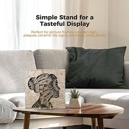 TR-LIFE Plate Stands for Display - 6 Inch Plate Holder Display Stand + Metal Frame Holder Stand for Picture, Decorative Plate, Photo Easel, Tabletop Art (Gold 2 Pack) - size: 6 Inch