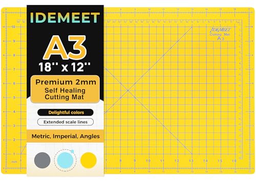 Premium Self Healing Cutting Mat 18'' x 12'', A3 Non-slip Sewing Mat for Quilting, 5-Ply Rotary Cutting Board Double-Sided for Crafts Cutting Fabric Scrapbooking Modeling Projects, Lemon Yellow - color: Lemon Yellow, size: A3:18‘’x12‘’