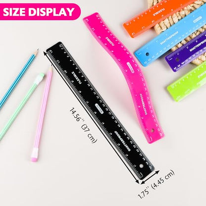 BAZIC Products Shatterproof Flexible Plastic Ruler, 12 in (30 cm), Dual-Scale Ruler, for School Office Measuring, Set of 6 - size: 6-Pack
