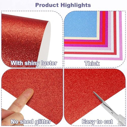 PATIKIL 20Sheets Dark Red Glitter Cardstock, 8.3x11.7 in A4 Glitter Paper Card Stock Shiny Scrapbook 250gsm Sparkly Paper Large Shimmer for Crafts Scrapbook DIY Art Wedding Party - color: Dark Red, size: 8.3x11.7 In