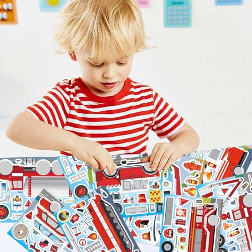 24 Sheets Rescue Vehicle Stickers for Kids, Make Your Own Tow Truck Stickers for Toddlers, Relief Vehicles Theme Sticker for Classroom Teacher Reward(Fire Trucks, Helicopters, Water Trucks) - style: Truck