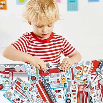 24 Sheets Rescue Vehicle Stickers for Kids, Make Your Own Tow Truck Stickers for Toddlers, Relief Vehicles Theme Sticker for Classroom Teacher Reward(Fire Trucks, Helicopters, Water Trucks) - style: Truck
