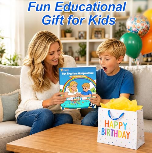 Magnetic Fraction Playbook, Magnetic Fraction Educational Puzzle & Homeschooling Math Manipulatives for 3rd to 5th Graders to Turn Abstract 1/2 or 1/4 into Visual Fruit Slices &Boost Early Math Skills