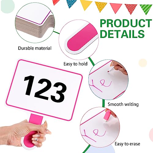 Crtiin 40 Pcs Colorful Dry Erase Paddles Auction Paddles Mini Dry Erase Board Small Handheld Double Sided Whiteboard Quick Response Answer Board for Student Teaching Classroom (Multi Color)