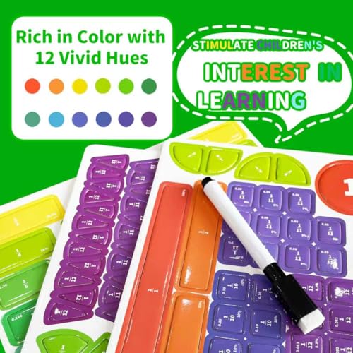Magnetic Fraction Tiles and Circles Set, Hands-On Math Manipulatives for Kids, Montessori Early Childhood Education Materials for School and Homeschool Use