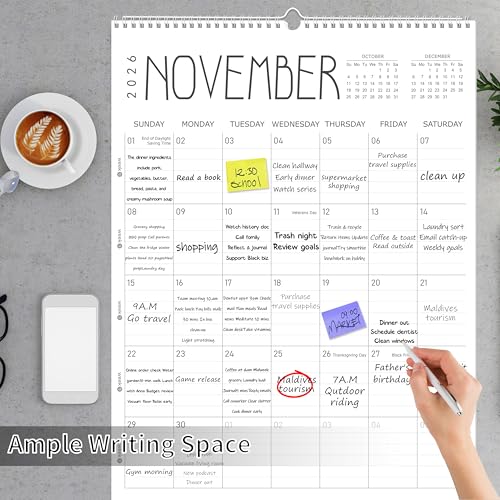 GuassLee Wall Calendar 2026 Large, 22" x 15" Hanging Wall Calendar 18-Month from Jan. 2026 to Jun. 2027, 2026-2027 Hanging Wall Planner with Spiral Binding for School Home Office Planning & Organizing - size: 22"x15"