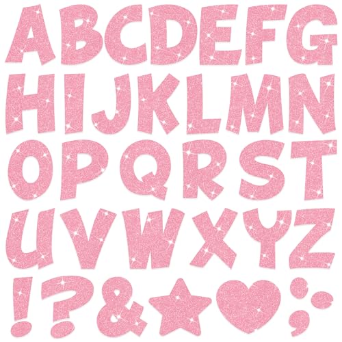 102Pcs Pink Letter Stickers Glitter Bulletin Board Letters 4Inch 12 Sheets Large Alphabet Stickers Self Adhesive Vinyl Poster Boards Letters for Mailbox Classroom Home Party Decor(12,Pink,4 Inch) - color: Pink, size: 4 Inch