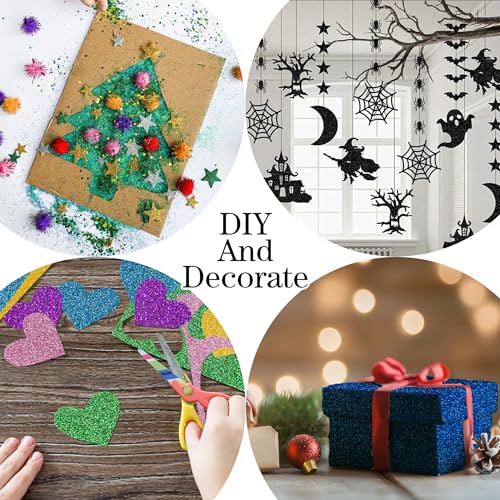 YZH Crafts Glitter Cardstock Paper, No-Shed Shimmer Glitter Papers, Cut Craft and DIY Projects Card stock, Sparkly Paper for Card Making, 8.27 x 11.69 Inch, A4 Size, 10 Sheets (Royal Blue)