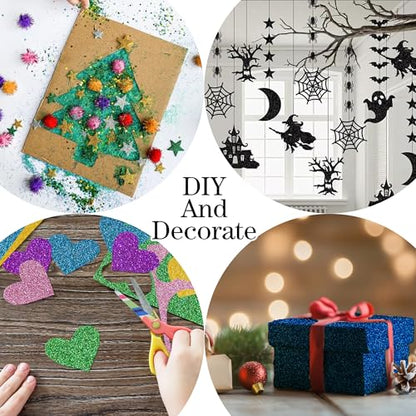 YZH Crafts Glitter Cardstock Paper, No-Shed Shimmer Glitter Papers, Cut Craft and DIY Projects Card stock, Sparkly Paper for Card Making, 8.27 x 11.69 Inch, A4 Size, 10 Sheets (Royal Blue)