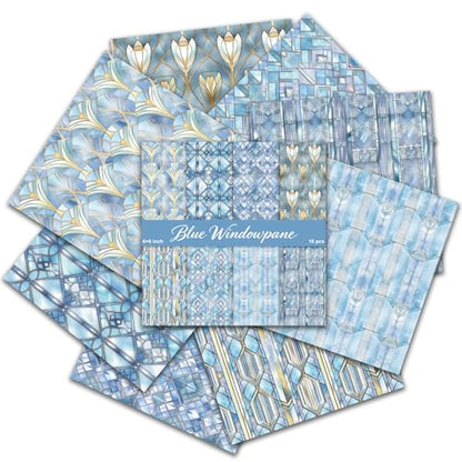 PRSTINCOL Scrapbook Paper,16 Sheets 6 x 6 Inch Blue Windowpane Style Scrapbook Supplies,Single-Sided Vivid Origami Decoupage Paper for DIY Crafts, Card Making, Art Journaling - color: Blue_Windowpane