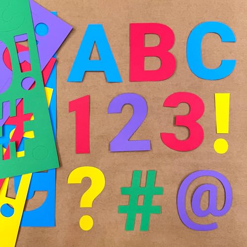 209 Pcs 3" Jewel Bulletin Board Precut Letters & Numbers, Upper Case, Numbers, Punctuation, US Made Card Stock Punch Out Letters for Poster, Bulletin Board, Classroom