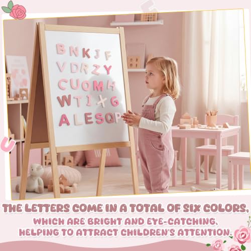 VioraWhite 26 Pcs Food Grade Silicone Magnetic Letters (Sealed Magnet, CPC Certified) Toddler Fridge Bulk ABC Educational Learning Toy for Baby Kid Girl Boy Gift(Rose Pink,Letter) - color: Rose Pink, style: Letter