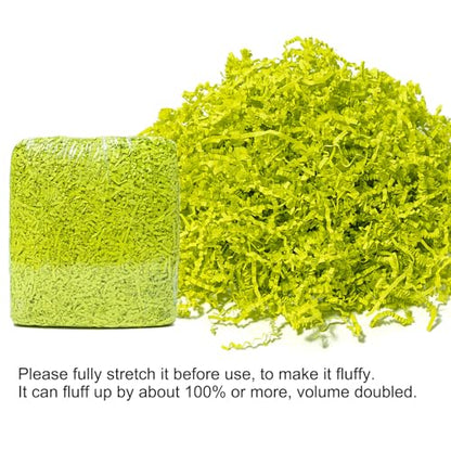 Mefleet 2 LB Crinkle Cut Paper Shred Filler Light Green Crinkle Shredded Paper for Gift Box - Gift Basket Bag Filler - Grass Cushion Stuffing for Christmas Holiday Packaging Wrapping - color: Light Green