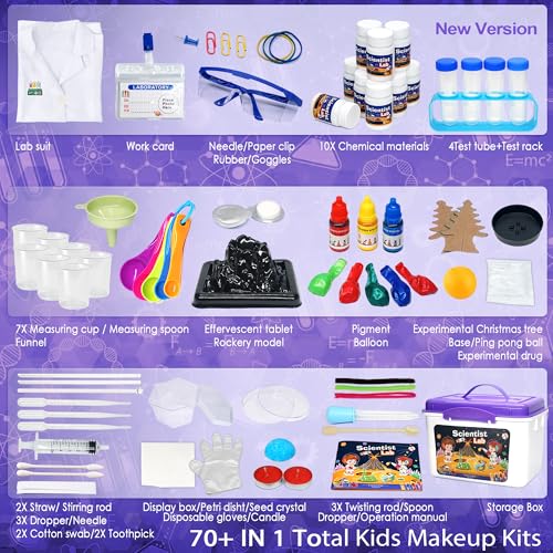 Educational Science Kit for Kids - 56 Science Lab Experiments with Lab Coat Scientist Costume, Science Kits for Kids Age 6-8-10-12, 70+ PCS DIY Stem Projects, Educational Toys for Girls Boys - color: Science Kit With 56 Experiments