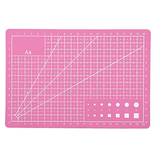 SUNGOOYUE Cutting Mat A5 PVC Self Healing Cutting Board 21 X 15cm Grid Surface Table Protection for Craft Sewing Drawing and Hobby Users Easy to Use for Home Office (Pink) - color: Pink