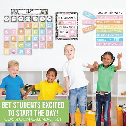 Hadley Designs Classroom Calendar Set Bulletin Board Decorations - Pastel School Calendar for Classroom Decor, Kindergarten Preschool Elementary Teacher Must Haves, Homeschool & Daycare Essentials - style: Composition Notebook