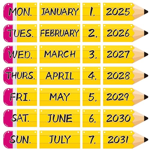 Pencil Flip Calendar Bulletin Board Set for Classroom Decorations,Classroom Calendar Flip Chart With 57 Date Cards for for Home Back to School Classroom Decoration Supplies - color: Pencil