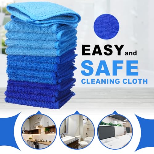 Tanlade Cleaning Cloth Dry Erase Cloth Cleaning Rags Reasonable Kitchen Towels Microfiber Towels Cars Wash(6 x 6 Inch,Blue/Light Blue/Dark Blue,30 Pcs) - color: Blue/Light Blue/Dark Blue, size: 6 x 6 Inch