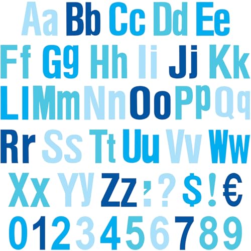 Tenare 134 Pcs 5 Inch Bulletin Board Letters Colorful Alphabet Letters Numbers and Punctuation Cutouts for Bulletin Board Wall Set for Display Chalkboard Back to School Favors(Gradient Blue) - color: Gradient Blue