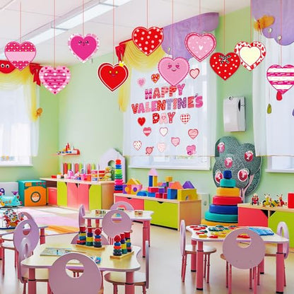Fancy Land 90PCS Valentine’s Day Cutouts Paper Heart Cutouts for Classroom Bulletin Board Decorations