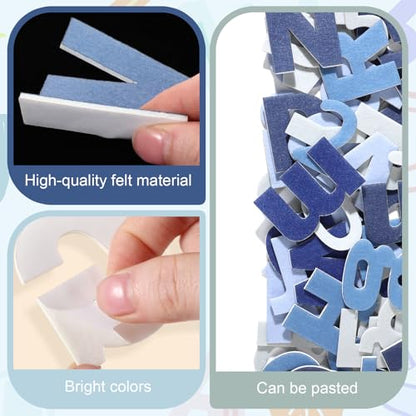Breling 310 Pieces Felt Letter Bulletin Board Letters Sticker with Number 2" Bulk Self Adhesive ABC Upper Lowercase Sticky Letter for Xmas Gift Bulletin Board Classroom(Blue Color) - color: Blue Color