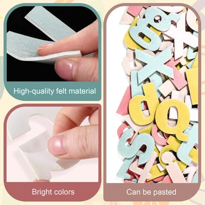 Breling 310 Pieces Felt Letter Bulletin Board Letters Sticker with Number 2" Bulk Self Adhesive ABC Upper Lowercase Sticky Letter for Xmas Gift Bulletin Board Classroom(Boho Color) - color: Boho Color