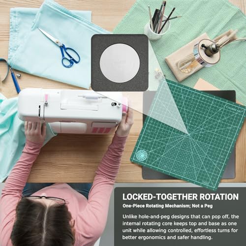 Calibre Art Rotating Self Healing Cutting Mat 8x8 (7" grids), Perfect for Quilting & Art Projects