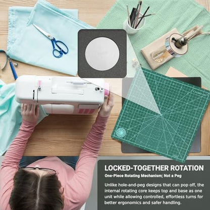 Calibre Art Rotating Self Healing Cutting Mat 8x8 (7" grids), Perfect for Quilting & Art Projects