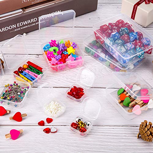 SATINIOR 24 Packs Small Clear Plastic Beads Storage Containers Box with Hinged Lid for Storage of Small Items, Crafts, Jewelry, Hardware (2.5 x 2.5 x 0.8 Inches) - size: 2.5 x 2.5 x 0.8 in