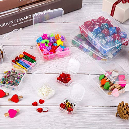 SATINIOR 24 Packs Small Clear Plastic Beads Storage Containers Box with Hinged Lid for Storage of Small Items, Crafts, Jewelry, Hardware (2.5 x 2.5 x 0.8 Inches) - size: 2.5 x 2.5 x 0.8 in