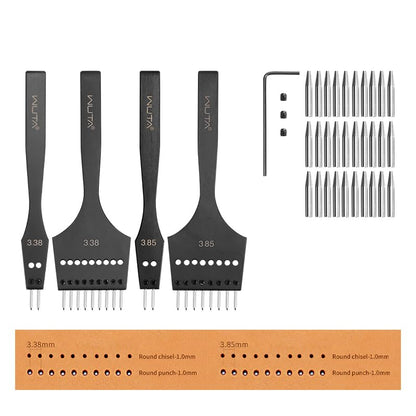 WUTA Leather Stitching Punch, 3nd Removable Round Hole Pricking Irons, Professional Working Hole Punch Tool Set for DIY Leather Craft（3.38mm- 2+9 Hole & 3.85mm- 2+8 Hole） - size: 3nd 3.38mm- 2+9 Hole & 3.85mm- 2+8 Hole
