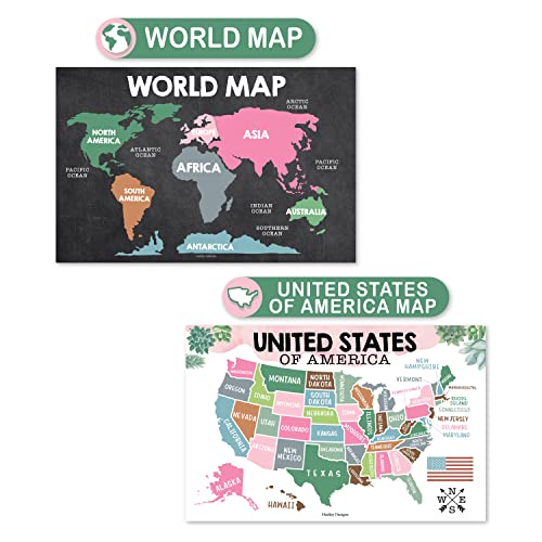 Hadley Designs 4 Cactus Pre K Learning Posters For Toddlers 1-3 - ABC Posters, 9 Classroom Decor, Classroom Motivational Posters, Solar System Poster For Kids Maps, Classroom Rules