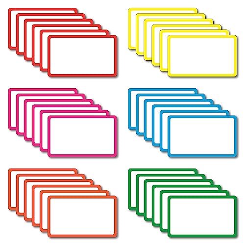 IMAGAME 36 Pack Magnetic Dry Erase Labels - Magnetic Blank Cards with Color Borders, Reusable Magnetic Name Tags - Dry Erase Labels for Home, Office, Classroom - 3 x 5 Inches - size: 3" x 5" With Color Borders