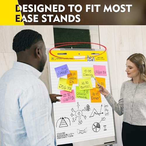 2 Pack Sticky Easel Pads,Poster Paper 25 x 30 Inches Large Self Stick Easel Paper,Flip Chart Paper for Teachers,Teacher Anchor Chart,30 Sheets/Pad - style: 25×30 2PC line