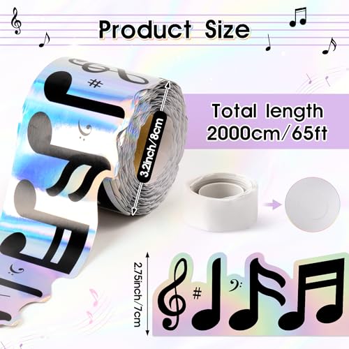 BeYumi Music Notes Border Trim - 65ft Back to School Musical Notes Holographic Straight Rolled Border Trim Iridescent Music Themed Bulletin Board Set Classroom Office Chalkboard Door Party Decoration - style: Musical Notes