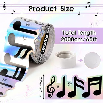 BeYumi Music Notes Border Trim - 65ft Back to School Musical Notes Holographic Straight Rolled Border Trim Iridescent Music Themed Bulletin Board Set Classroom Office Chalkboard Door Party Decoration - style: Musical Notes