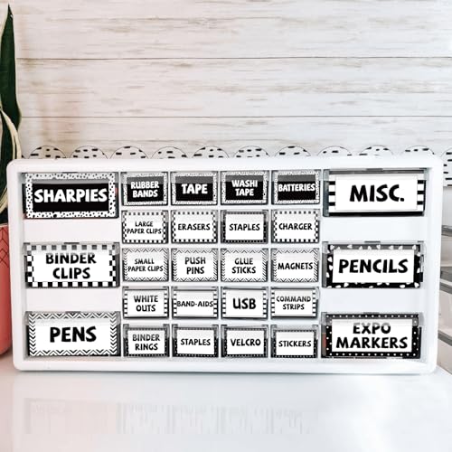 42 Pieces Teacher Toolbox Labels Tool Box Storage Label Classroom Supply Decor for Back to School Teachers Classroom Organization (Blackwhite) - style: Blackwhite