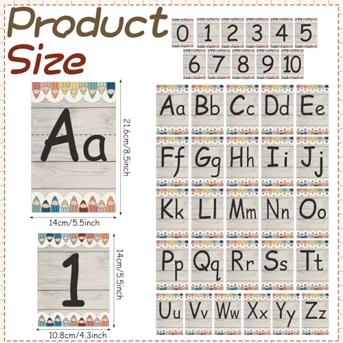 Gilprop 37 Pcs Bulletin Board Letters Educational Posters Alphabet Posters and 0-10 Number Classroom Abc Wall Decor for Kindergarten Toddler Teacher(Wood Grain) - style: Wood Grain