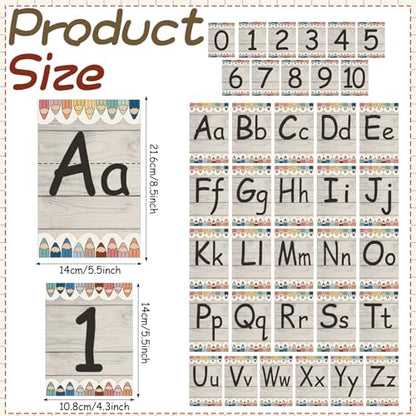 Gilprop 37 Pcs Bulletin Board Letters Educational Posters Alphabet Posters and 0-10 Number Classroom Abc Wall Decor for Kindergarten Toddler Teacher(Wood Grain) - style: Wood Grain