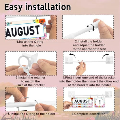 96 Cards Classroom Bulletin Board Decorations Set for Teachers,Flip Calendar with Holder for Classroom,Adjustable Calendar,Preschool Elementary Home Decor Supplies（Wildflowerst） - style: Wildflowers
