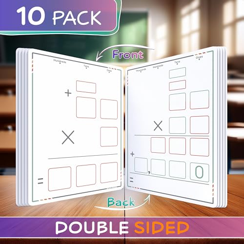 SCRIBBLEDO Multiplication Practice 9"x12" Small White Board Dry Erase Sheets Math Manipulatives 3rd Grade Times Table Supplies for Teacher Students Classroom Pack of 10 Sheets