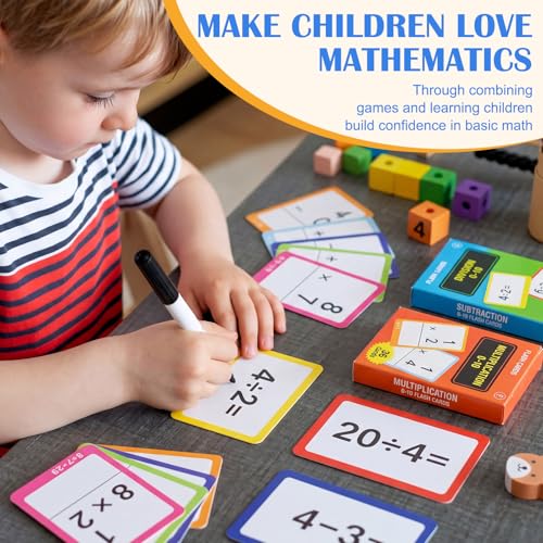864 Pcs 24 Set Mixed Mathematics Flash Cards - Fractions, and Mathematics Flash Cards with Visual Aids Mastered & Review Sorting for Homeschool Supplies Kids 3rd 4th 5th Grade - style: Mixed Math