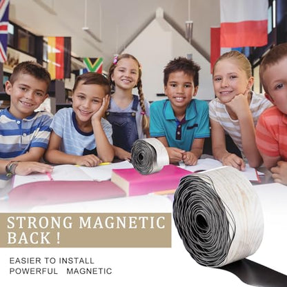 Tellegloww 36 ft Scalloped Magnetic Border Magnetic Border for Whiteboard Bulletin Board Borders Reusable Rolled Borders Trim for Office Chalkboard(Wood Grain) - style: Wood Grain