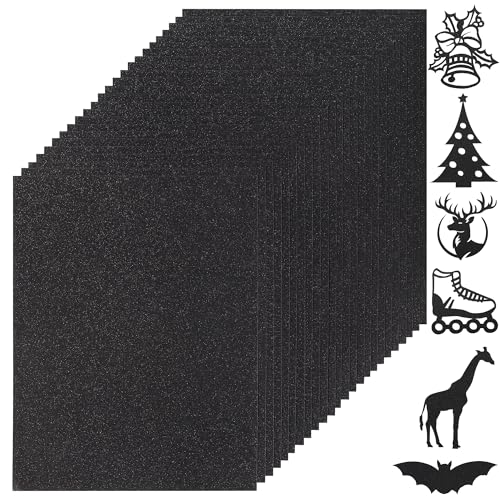 25 Sheets Black Glitter Cardstock 8.5 x 11 Inches, 250gsm/92lb Heavy Weight Thick Sparkle Card Stock Paper for Crafts DIY Projects Card Making Birthday Wedding Decoration UAP21BK25 - color: Black[25 Sheets], size: Letter Size (8.5 x 11 in)