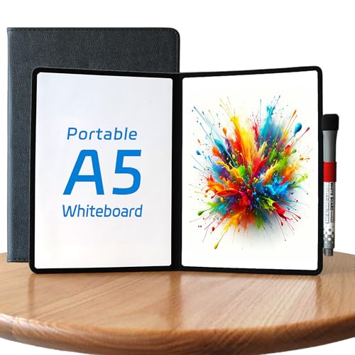A5 Pocket White Board - Double-Sided Dry Erase Board 8x6 inch - Ultra-Thin 0.3" Portable Whiteboard with Markers & Erase | Anti-Ghosting Surface for Office Home School Student(Double-A5 Black) - size: Double-A5 Black