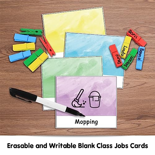 ABCxGOOD Class Jobs Pocket Chart Class Management Educational Pocket Chart Teacher's Helper, Preschool Classroom Must Haves Supplies, Great for Classroom Homeschool. (Blue) (Blue, 29.5"*10") - color: Blue, size: 29.5"*10"