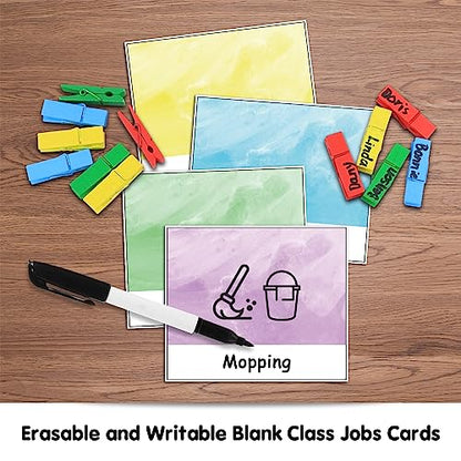 ABCxGOOD Class Jobs Pocket Chart Class Management Educational Pocket Chart Teacher's Helper, Preschool Classroom Must Haves Supplies, Great for Classroom Homeschool. (Blue) (Blue, 29.5"*10") - color: Blue, size: 29.5"*10"