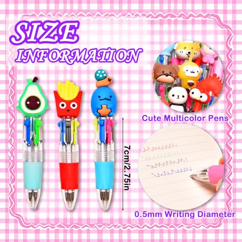 24Pcs Mini Multicolor Pens in One 4-in-1, Cute Pens Bulk for Party Favors and Birthdays, Delightful Ballpoint Pen Back To School Gifts Classroom Student Prizes - style: 24pcs